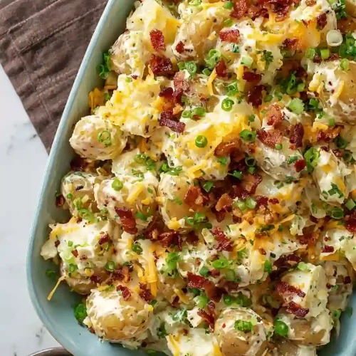 loaded potato salad for a crowd
