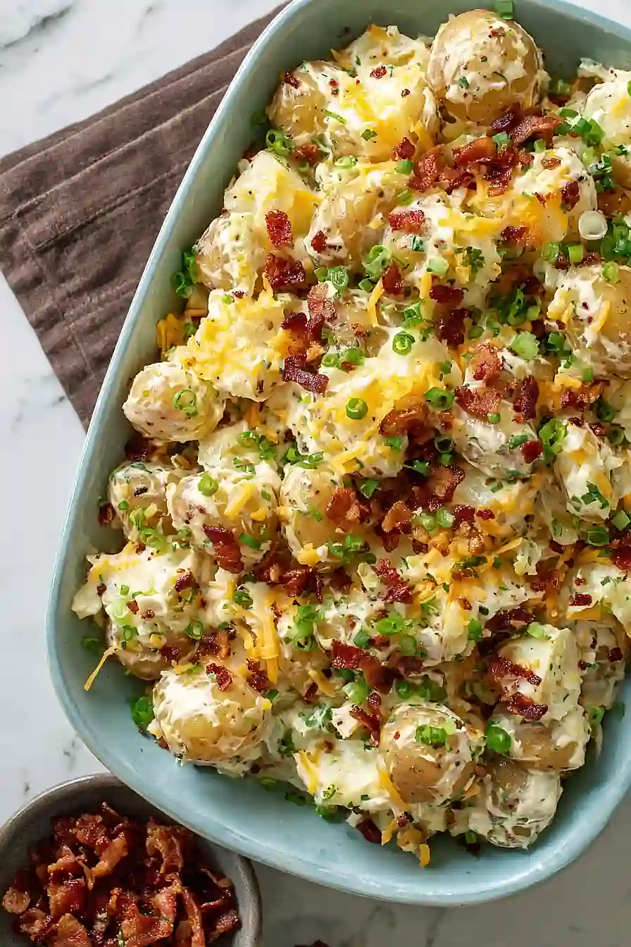 loaded potato salad for a crowd