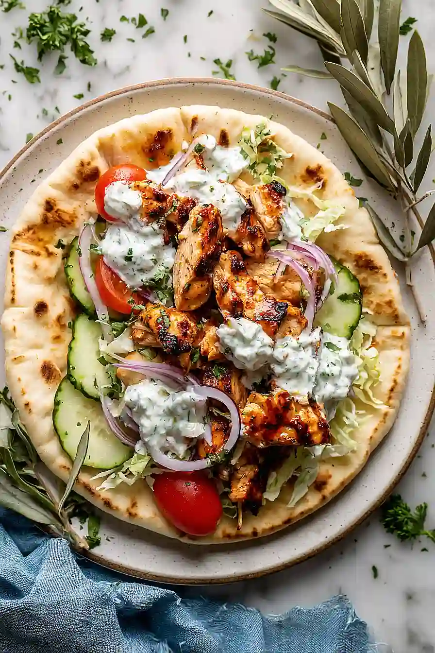 greek chicken gyros with tzatziki sauce