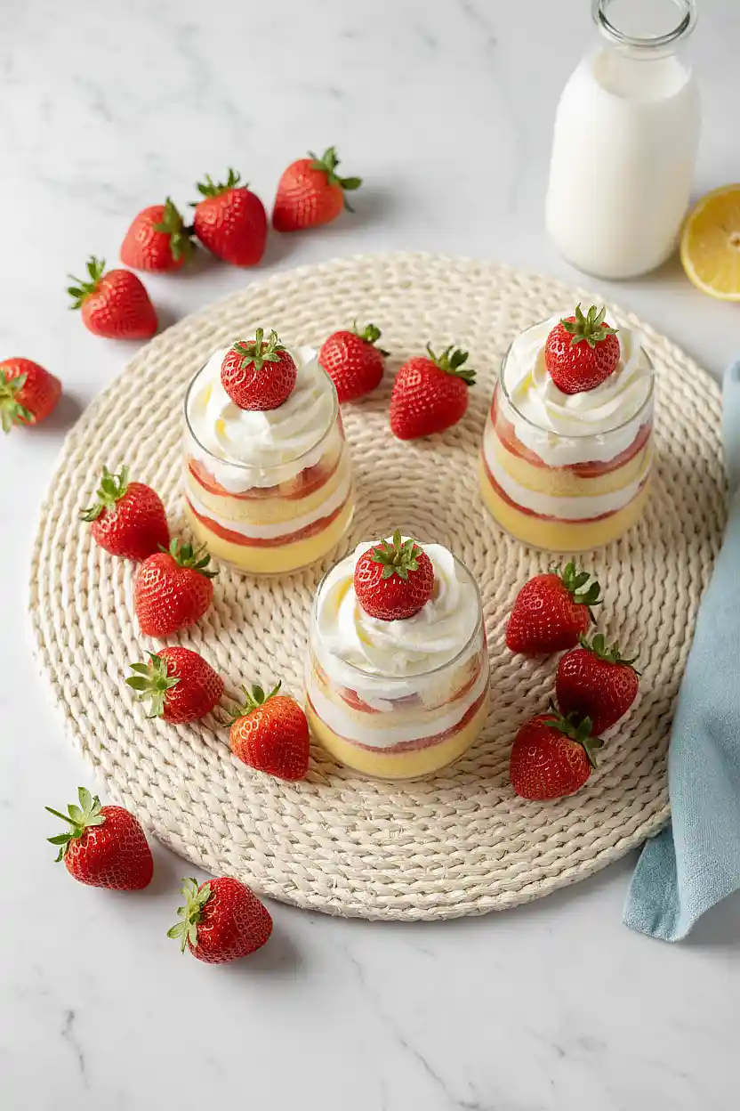 strawberry cake parfaits
