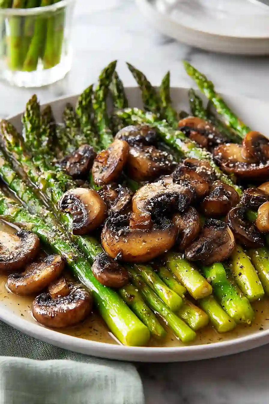 roasted asparagus and mushrooms