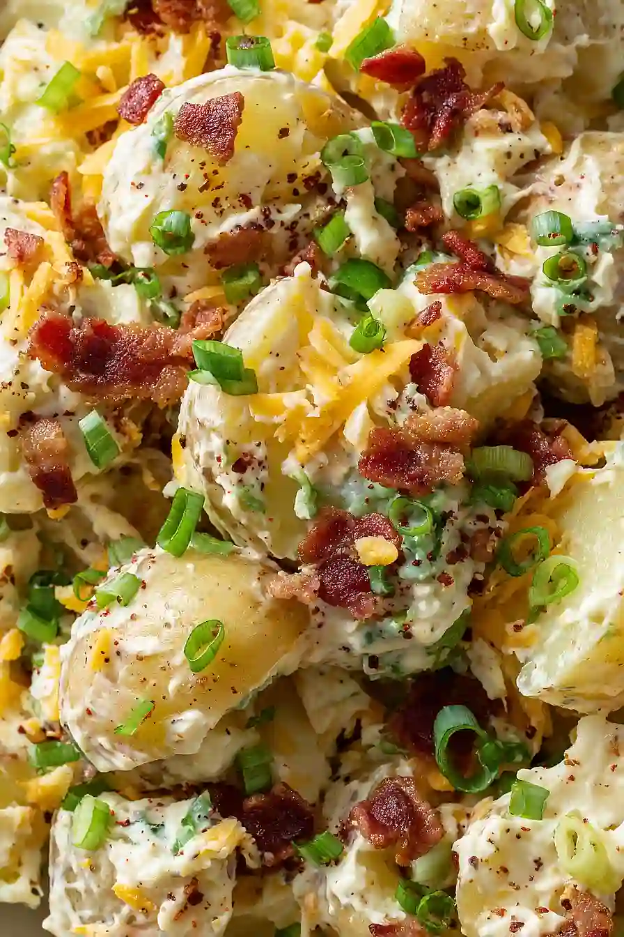 loaded potato salad for a crowd