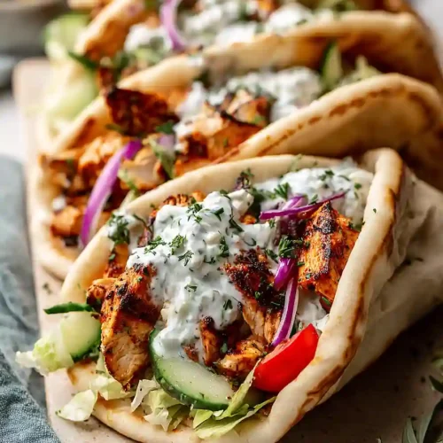 greek chicken gyros with tzatziki sauce