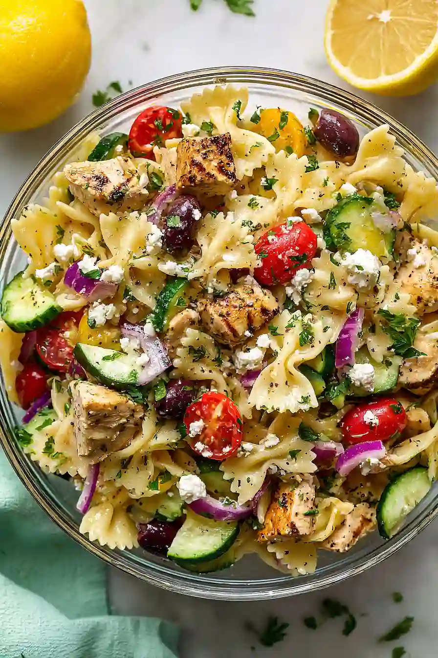 greek chicken pasta salad