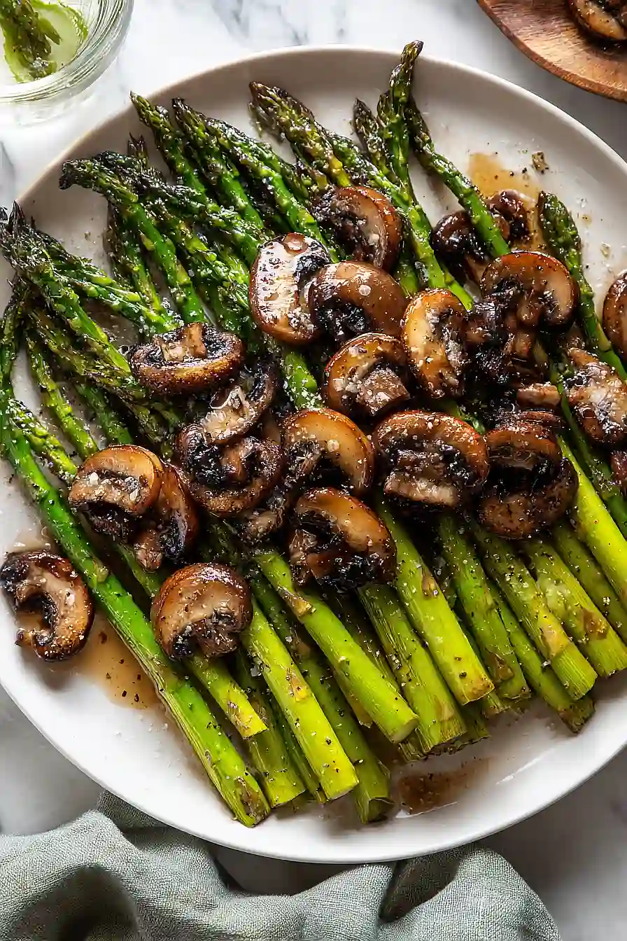 roasted asparagus and mushrooms