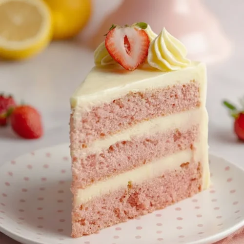 strawberry cake with lemon frosting