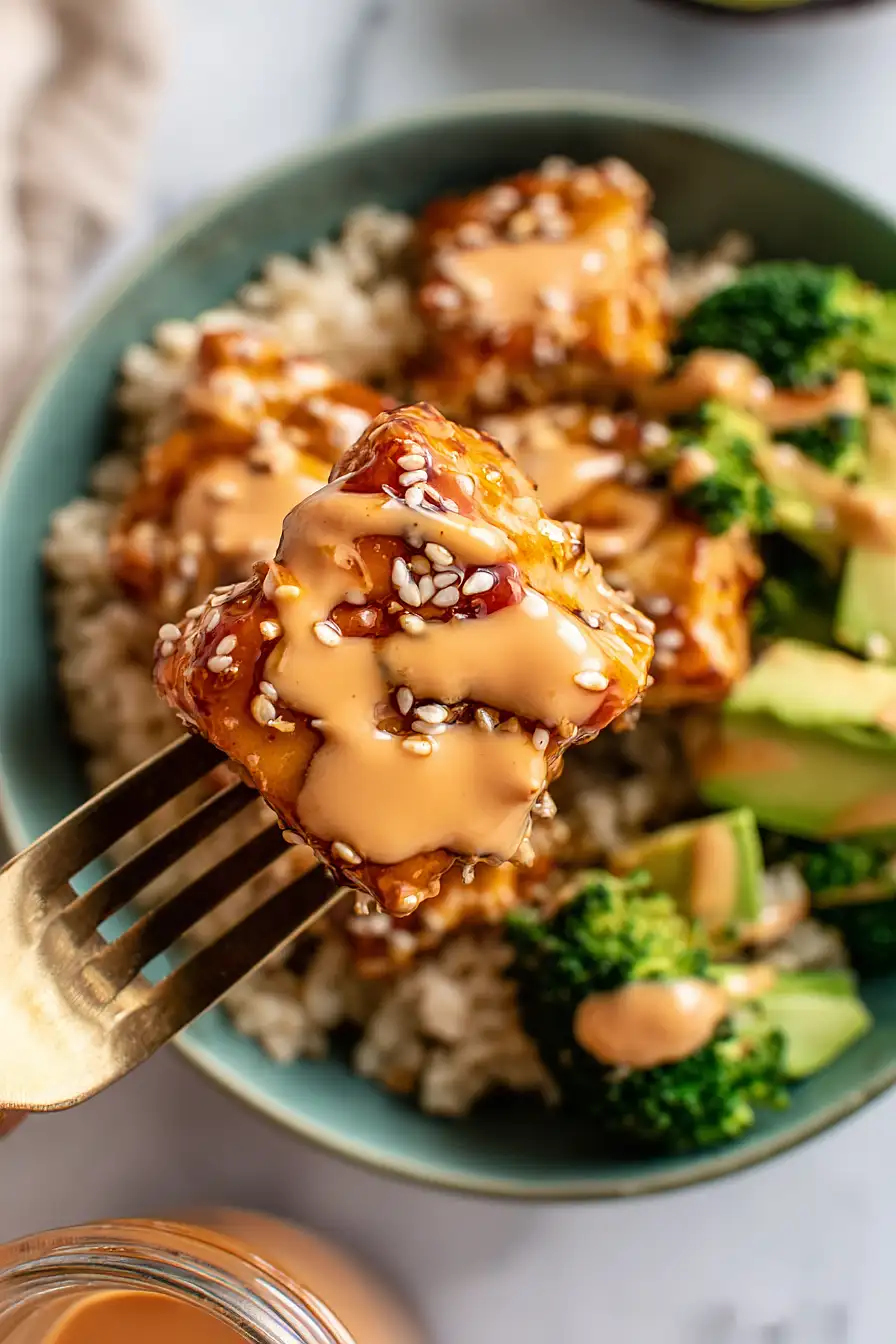 bang bang salmon rice bowls