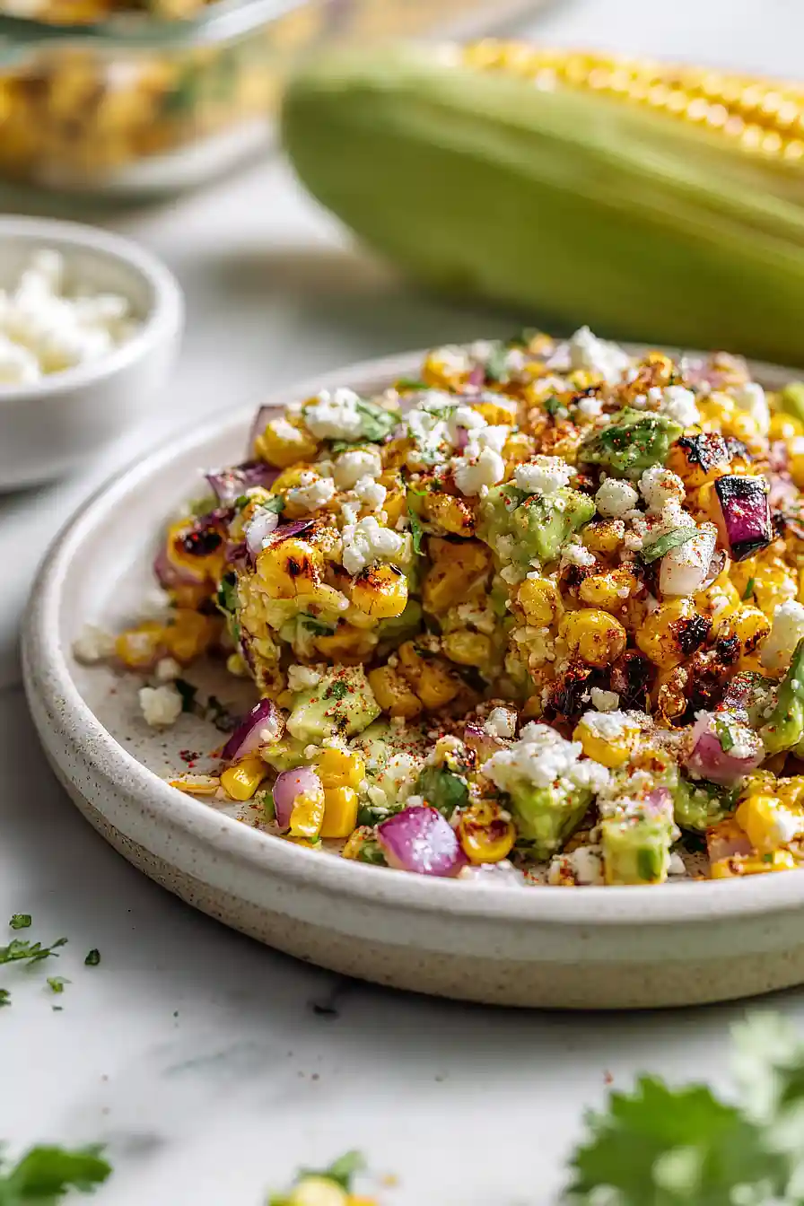 mexican street corn salad with avocado (no pasta)