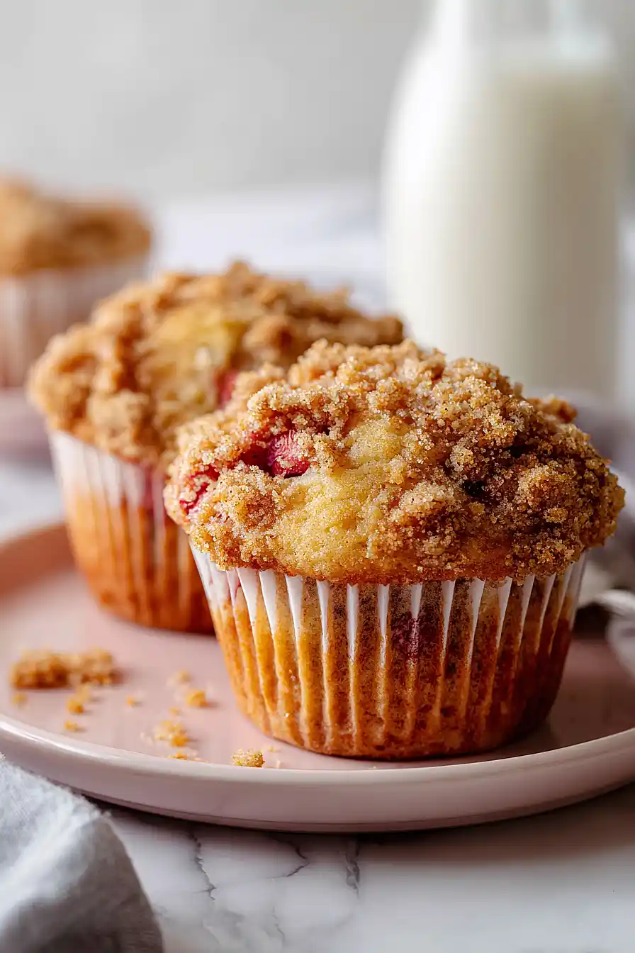 rhubarb muffins with cinnamon sugar topping