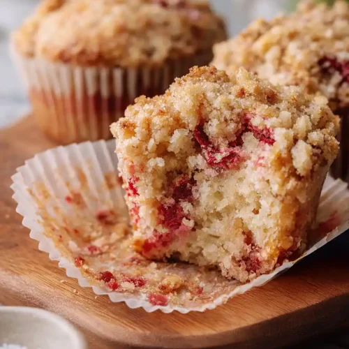 strawberry rhubarb muffins with streusel topping