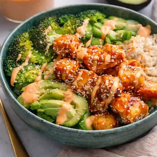 bang bang salmon rice bowls