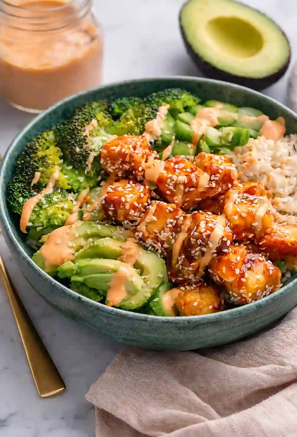 bang bang salmon rice bowls