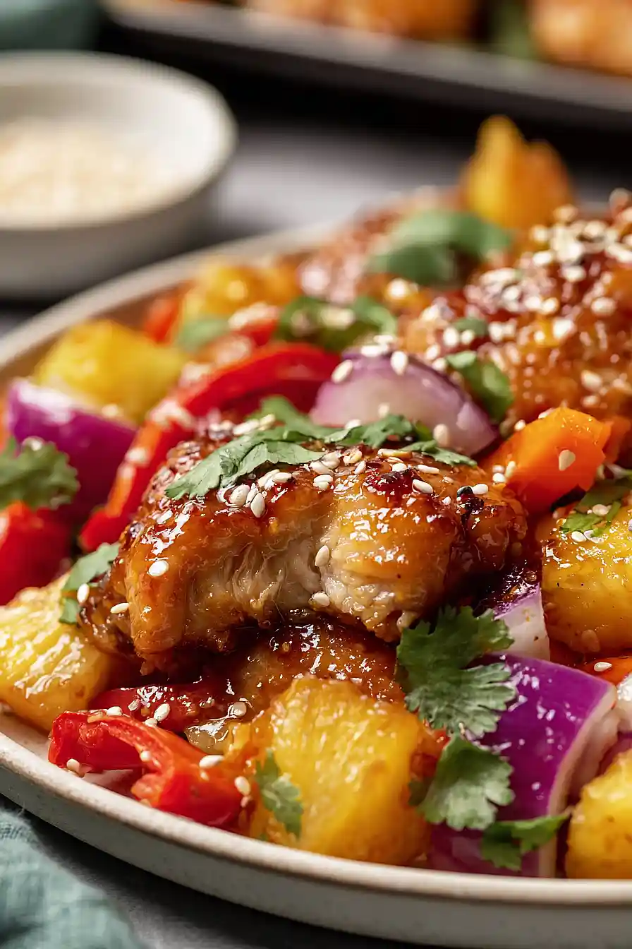 hawaiian chicken sheet pan