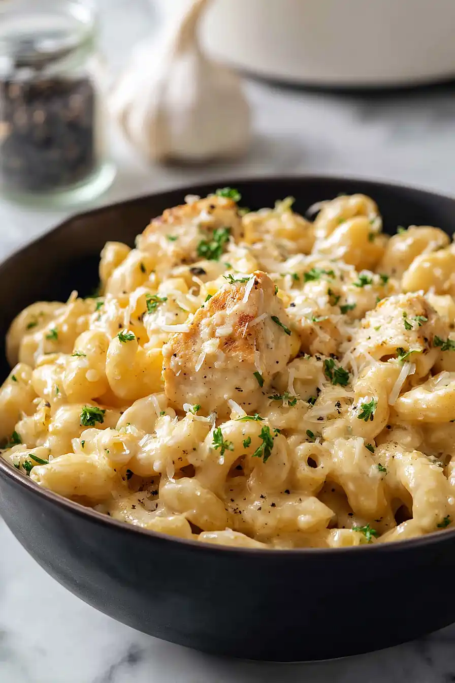 parmesan garlic chicken mac and cheese